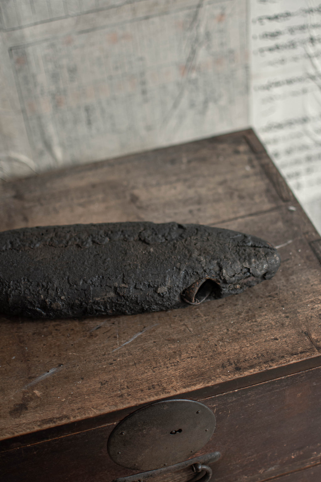 SPECIAL! Antique 19C Japanese Charred Wooden Fish - Edo Period