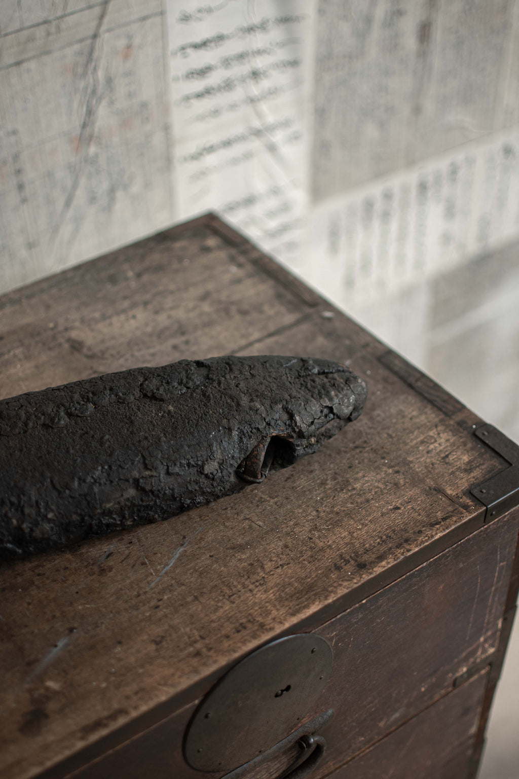 SPECIAL! Antique 19C Japanese Charred Wooden Fish - Edo Period