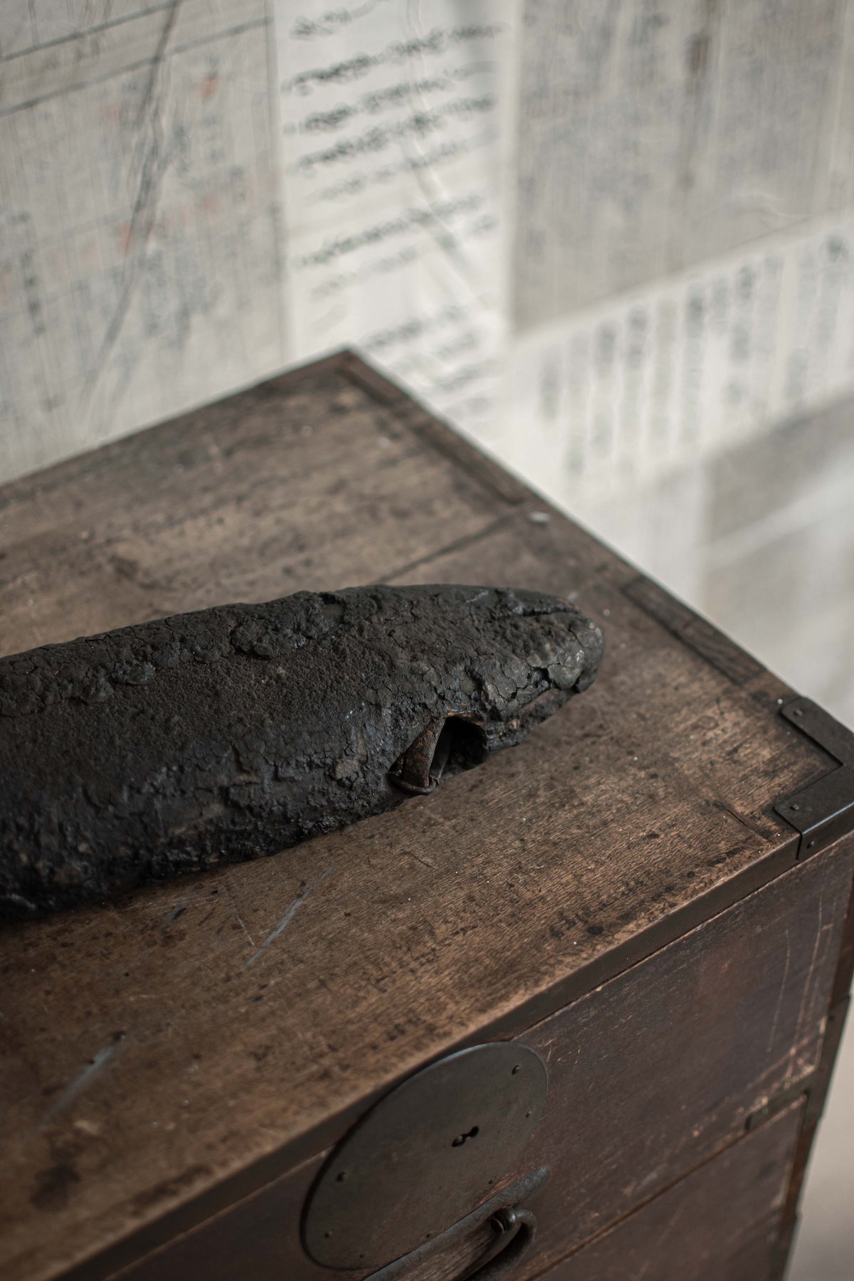 SPECIAL! Antique 19C Japanese Charred Wooden Fish - Edo Period