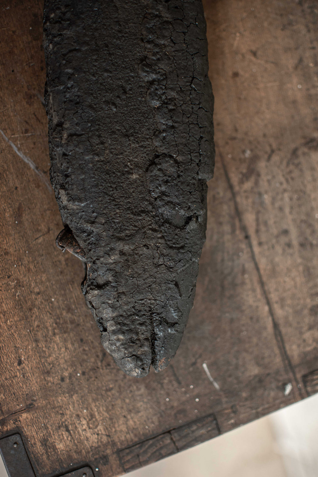 SPECIAL! Antique 19C Japanese Charred Wooden Fish - Edo Period