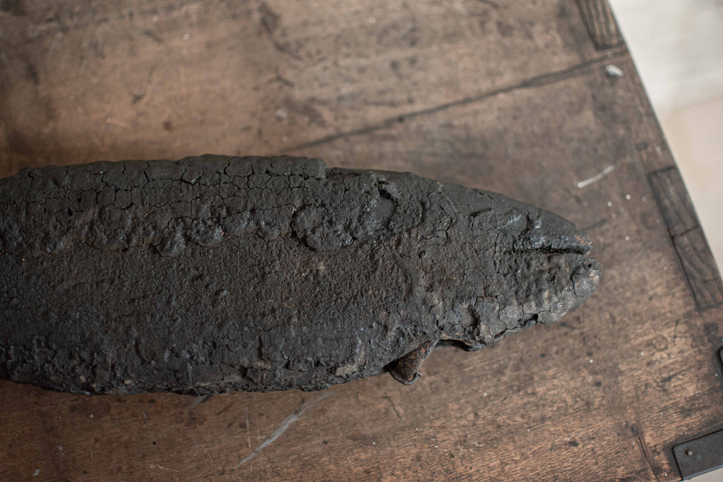 SPECIAL! Antique 19C Japanese Charred Wooden Fish - Edo Period