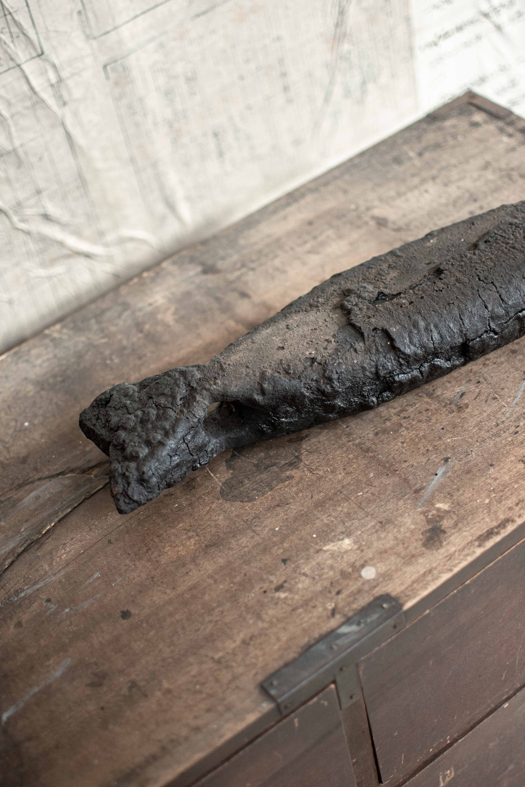 SPECIAL! Antique 19C Japanese Charred Wooden Fish - Edo Period