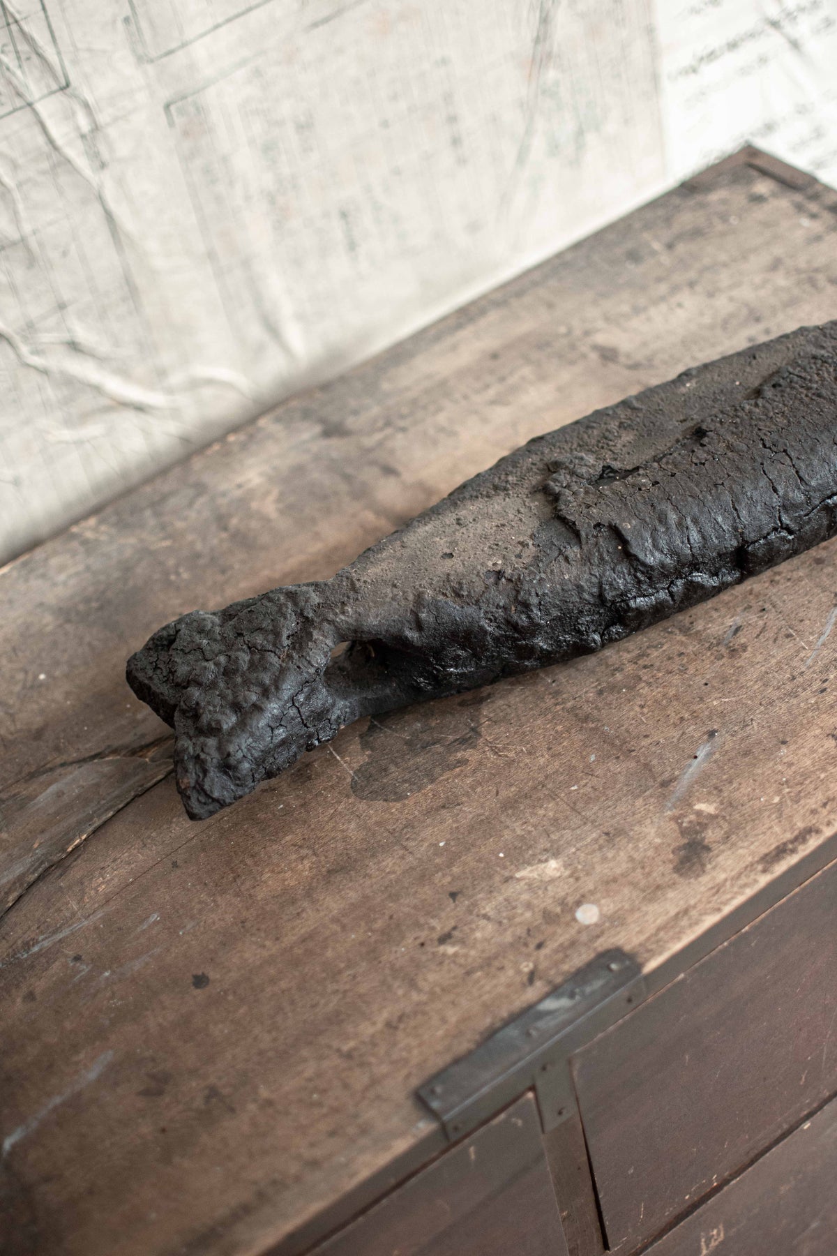 SPECIAL! Antique 19C Japanese Charred Wooden Fish - Edo Period