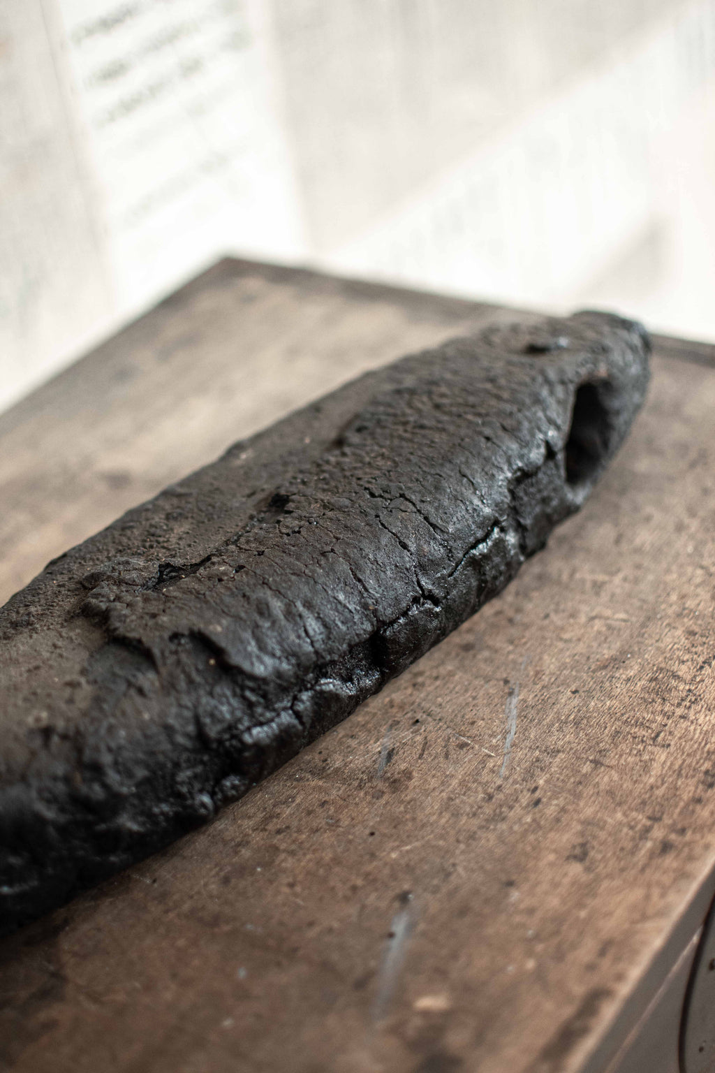 SPECIAL! Antique 19C Japanese Charred Wooden Fish - Edo Period