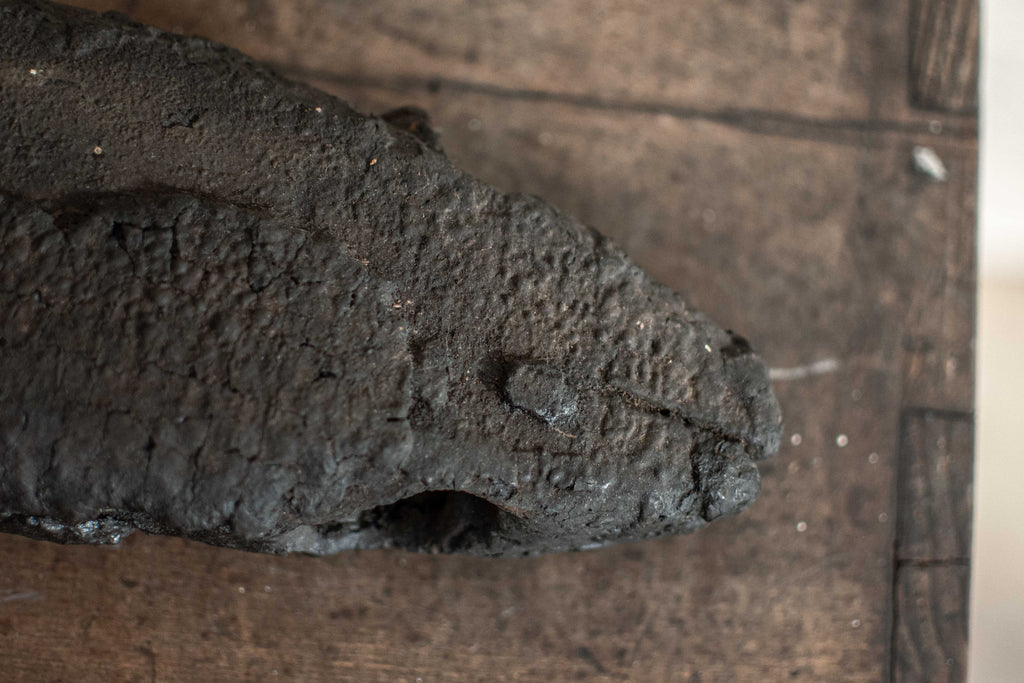 SPECIAL! Antique 19C Japanese Charred Wooden Fish - Edo Period