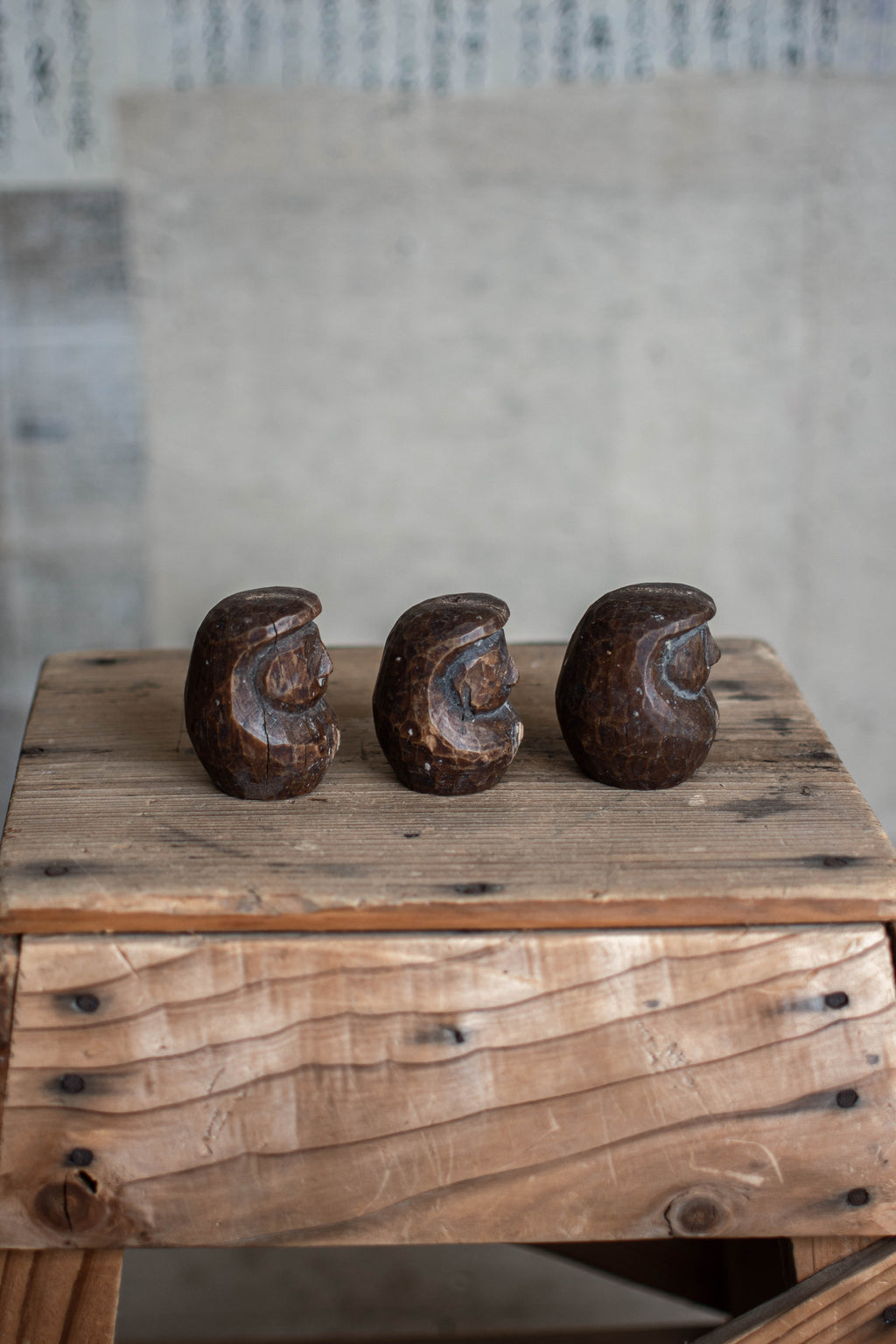 3x Japanese Wooden Daruma Moulds - Set of Three