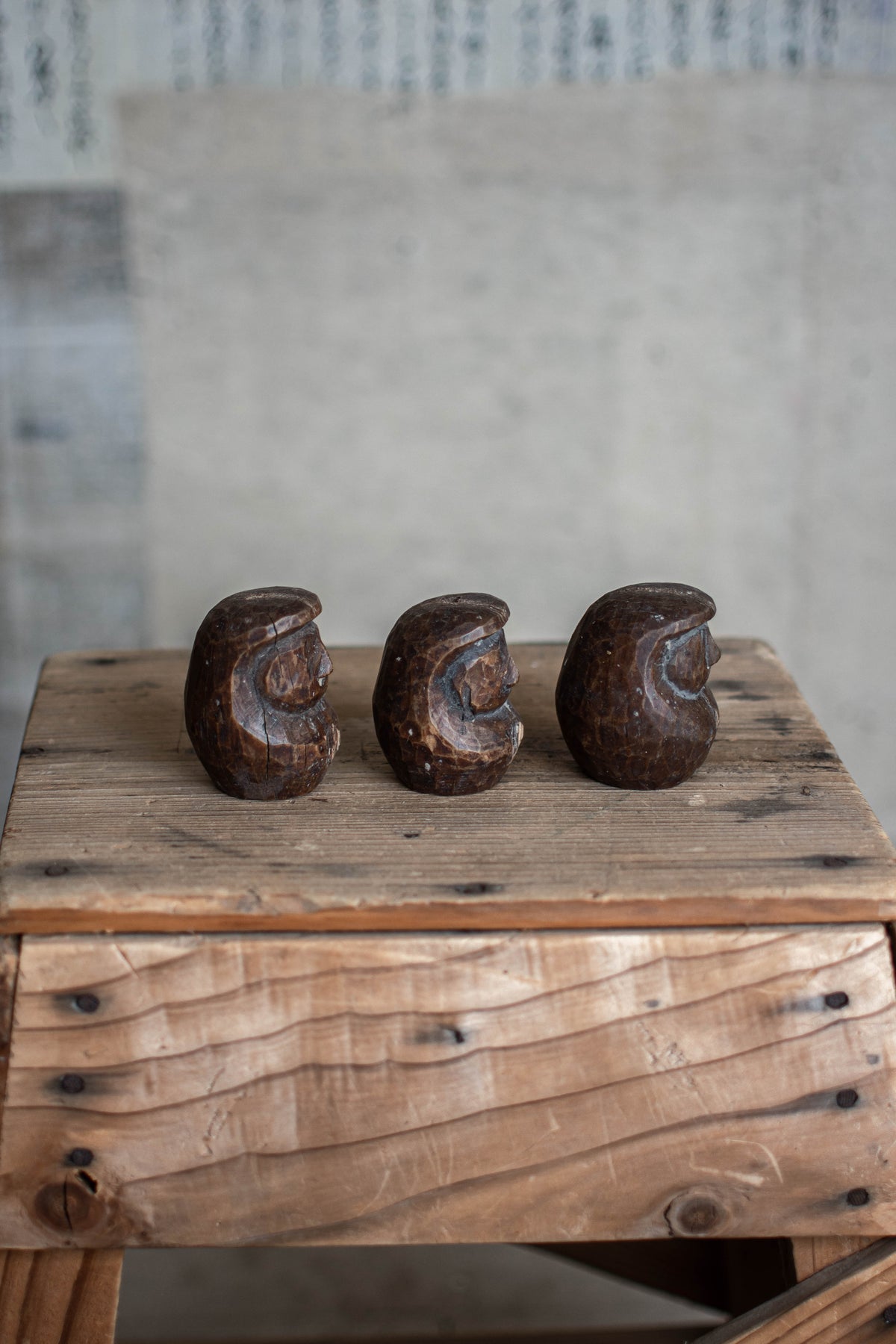 3x Japanese Wooden Daruma Moulds - Set of Three