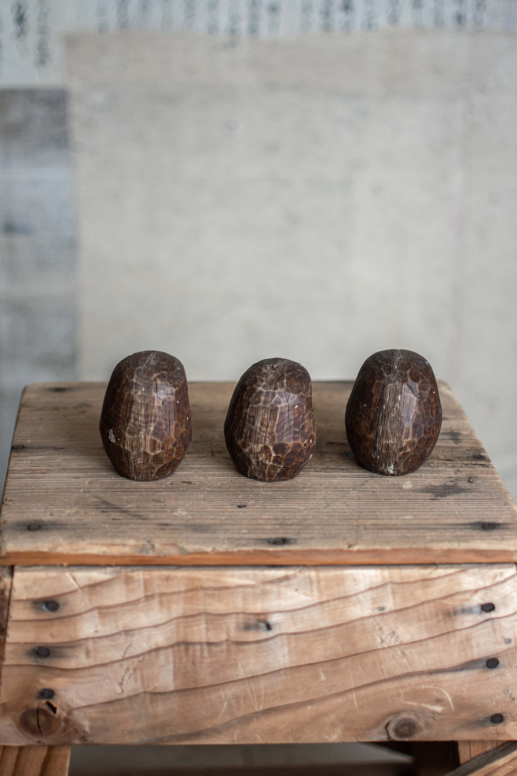 3x Japanese Wooden Daruma Moulds - Set of Three