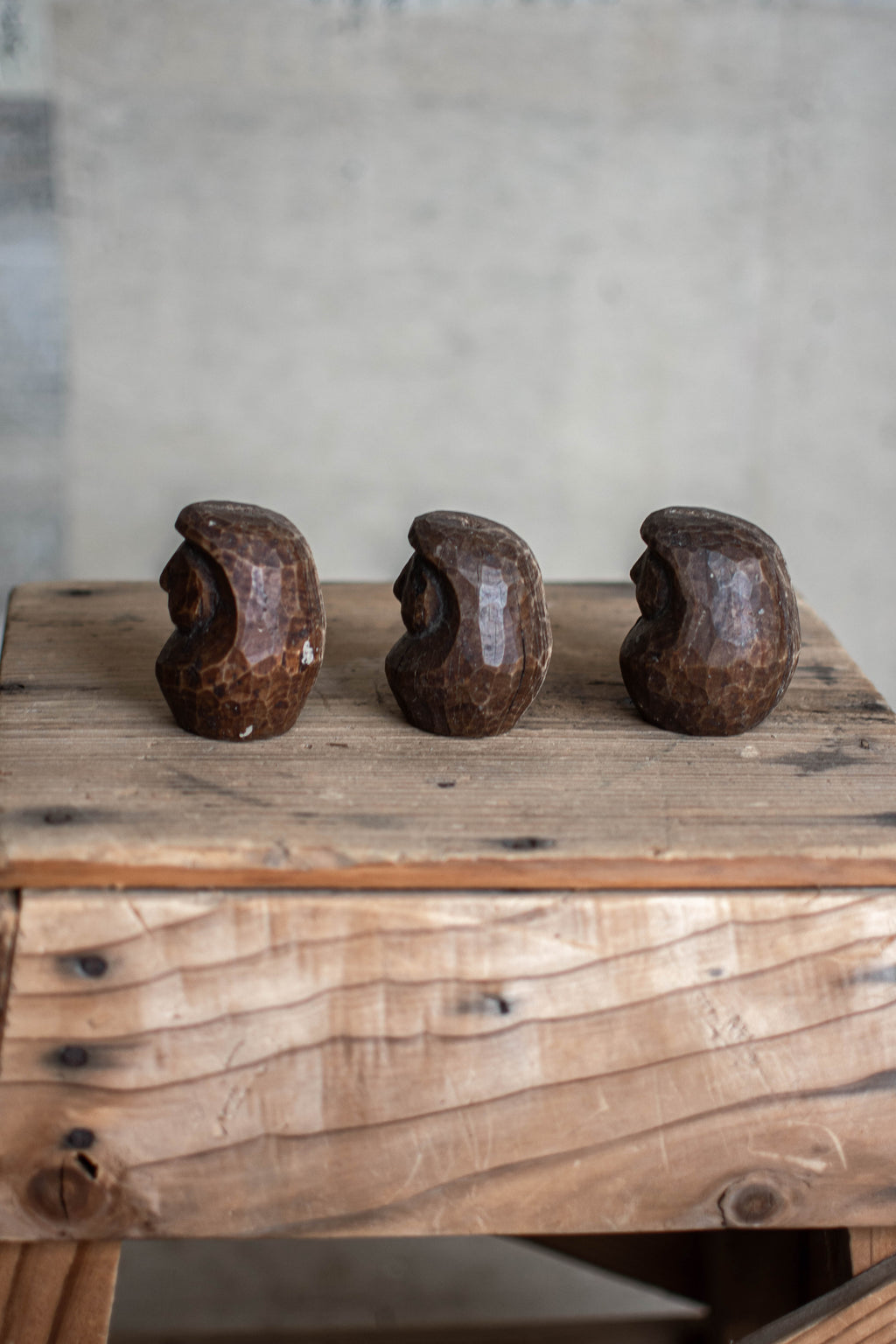 3x Japanese Wooden Daruma Moulds - Set of Three