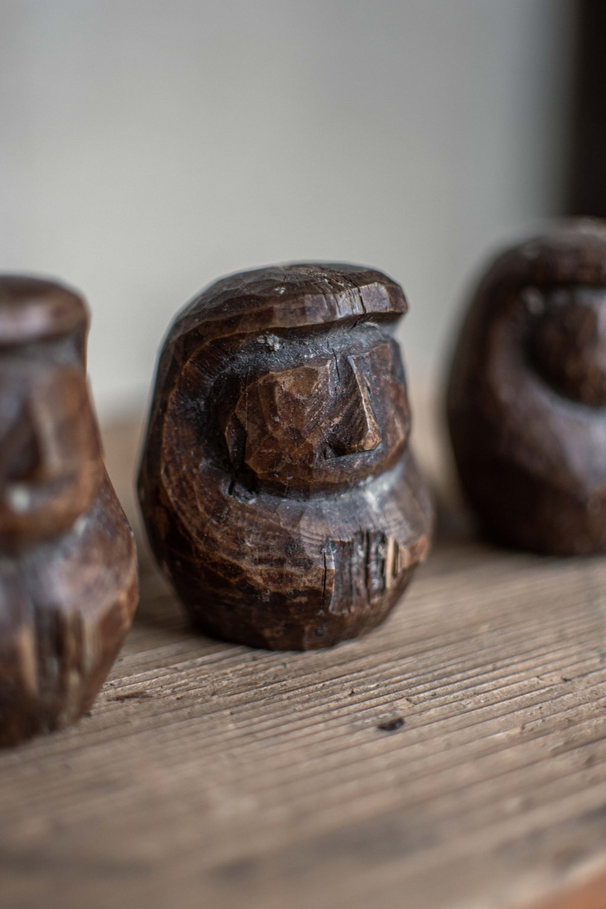 3x Japanese Wooden Daruma Moulds - Set of Three