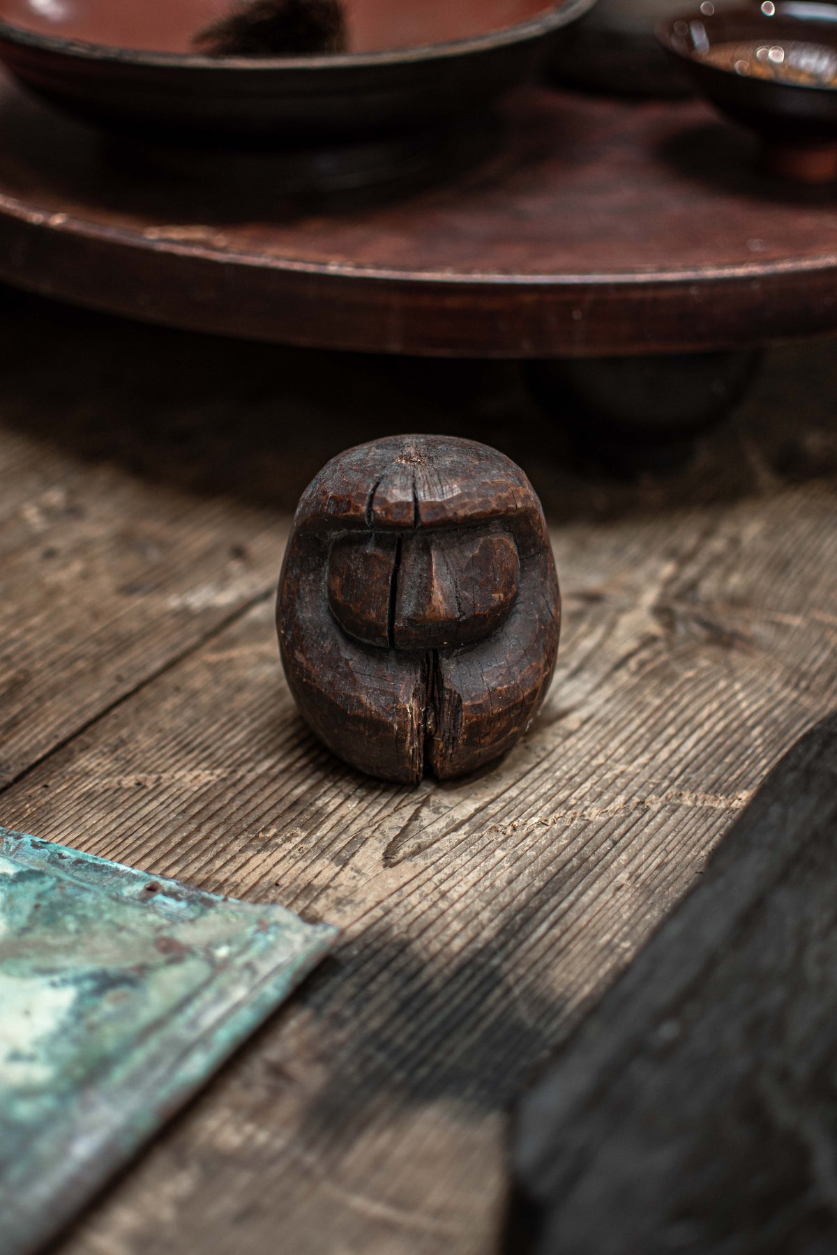 Antique Japanese Wooden Daruma Mould