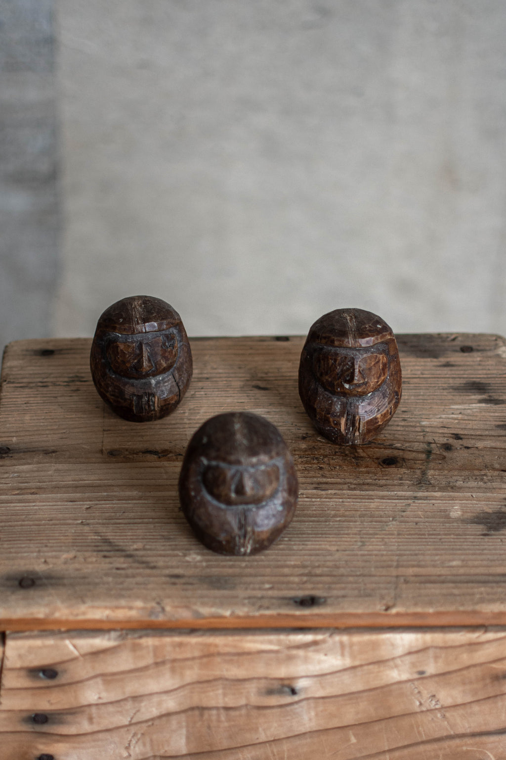 3x Japanese Wooden Daruma Moulds - Set of Three