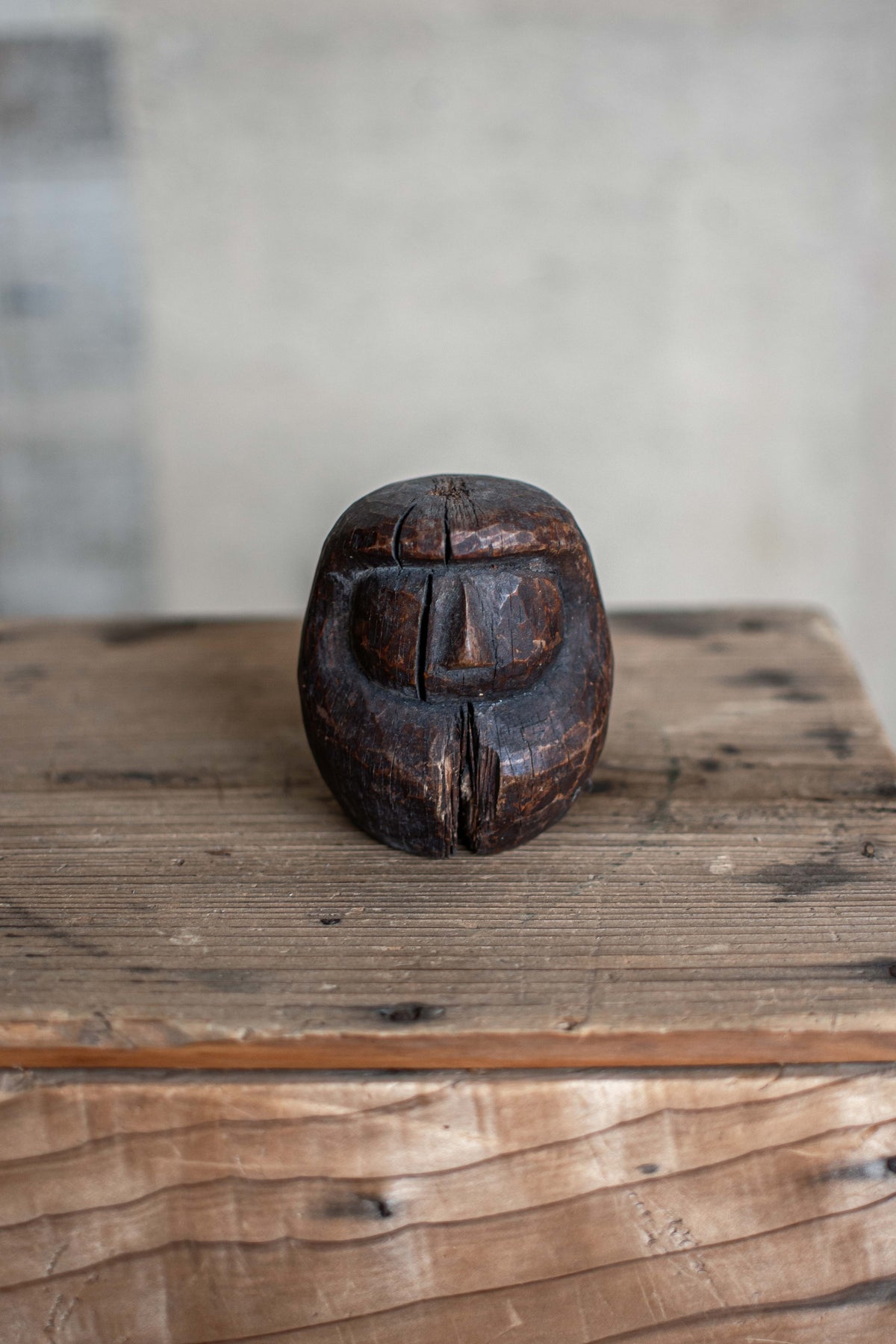 Antique Japanese Wooden Daruma Mould
