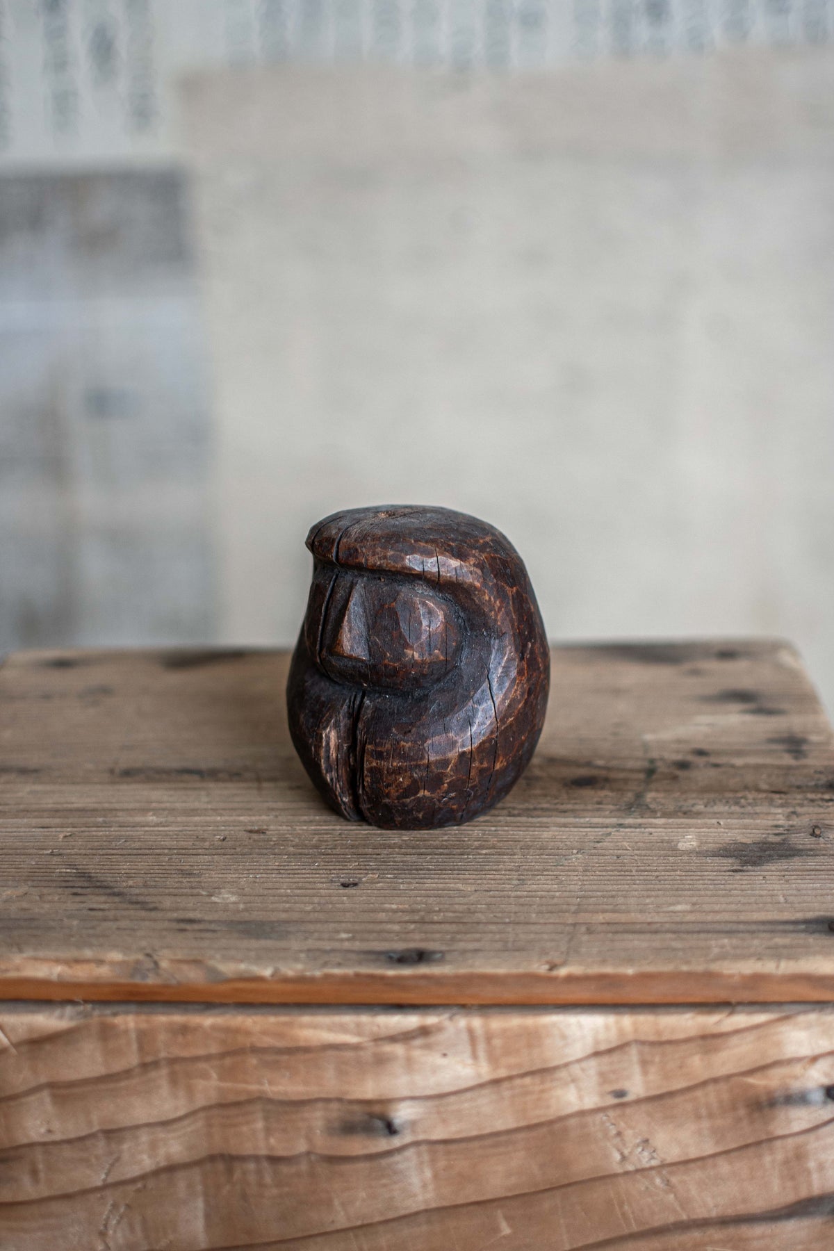 Antique Japanese Wooden Daruma Mould