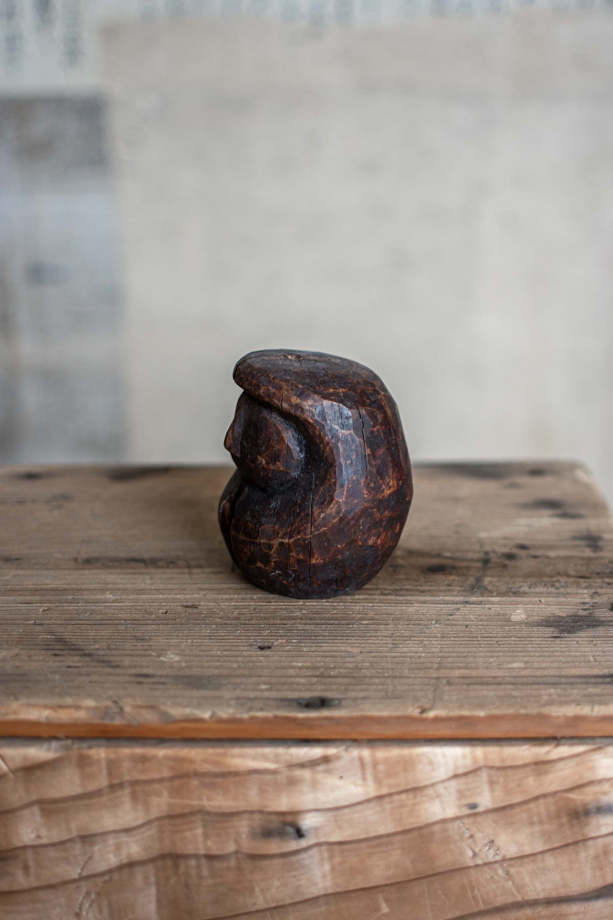 Antique Japanese Wooden Daruma Mould