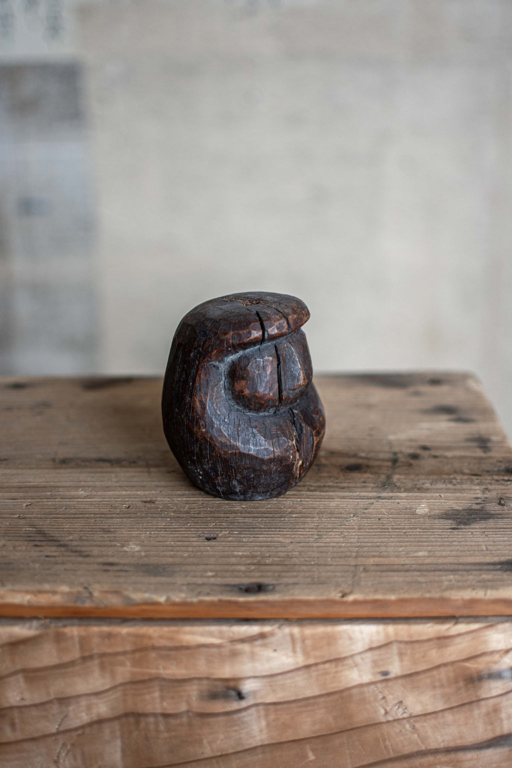 Antique Japanese Wooden Daruma Mould