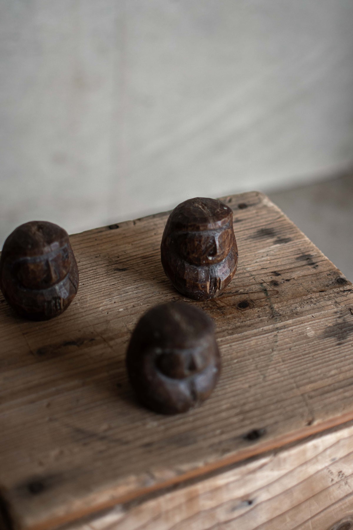 3x Japanese Wooden Daruma Moulds - Set of Three