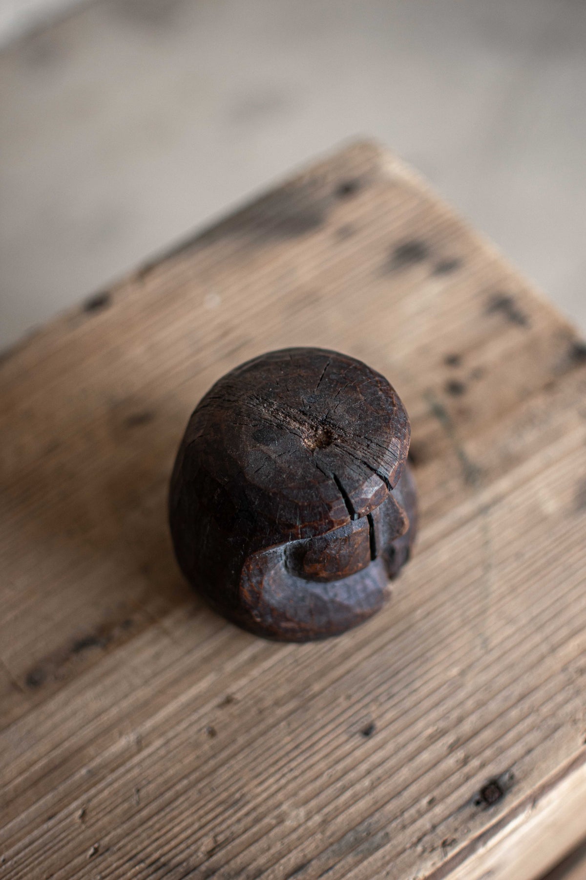 Antique Japanese Wooden Daruma Mould