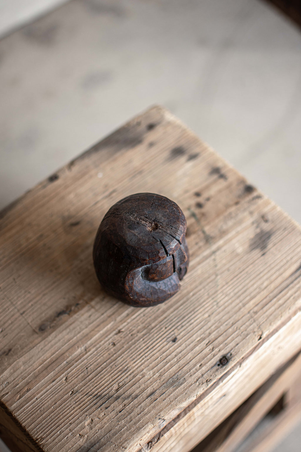 Antique Japanese Wooden Daruma Mould