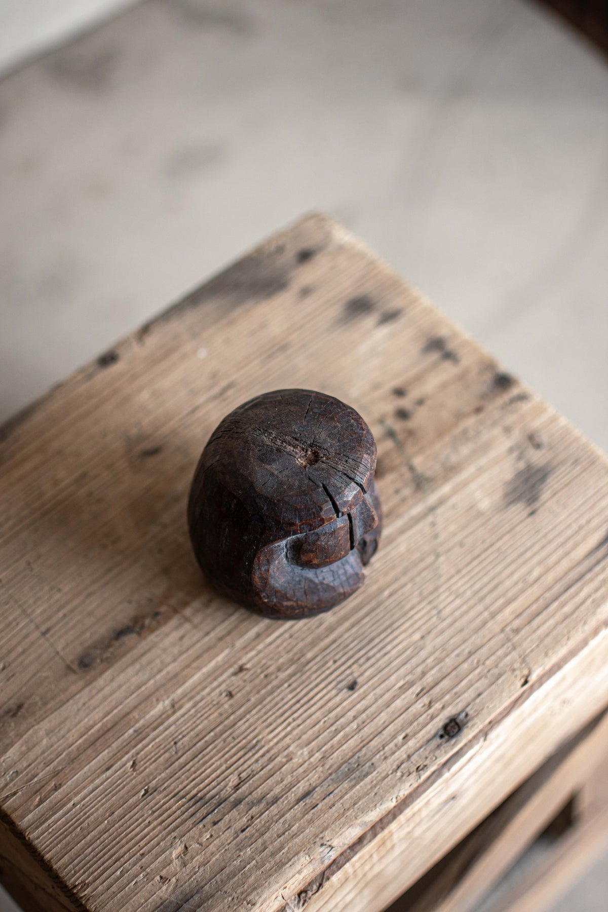 Antique Japanese Wooden Daruma Mould