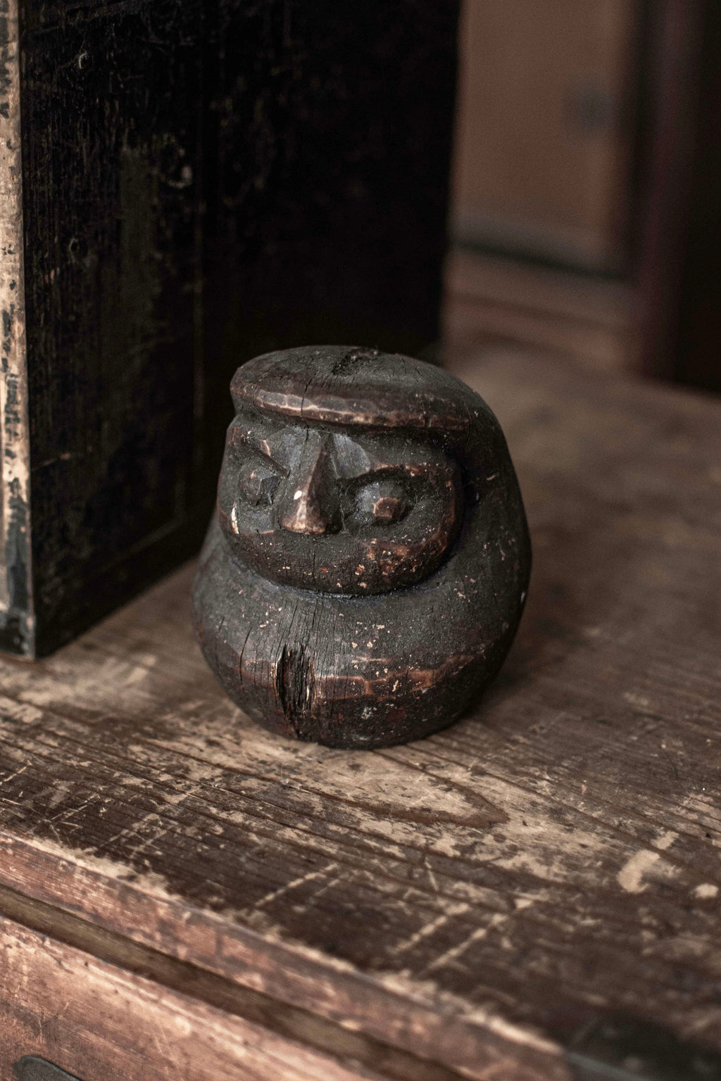 Antique Japanese Wooden Daruma Mould