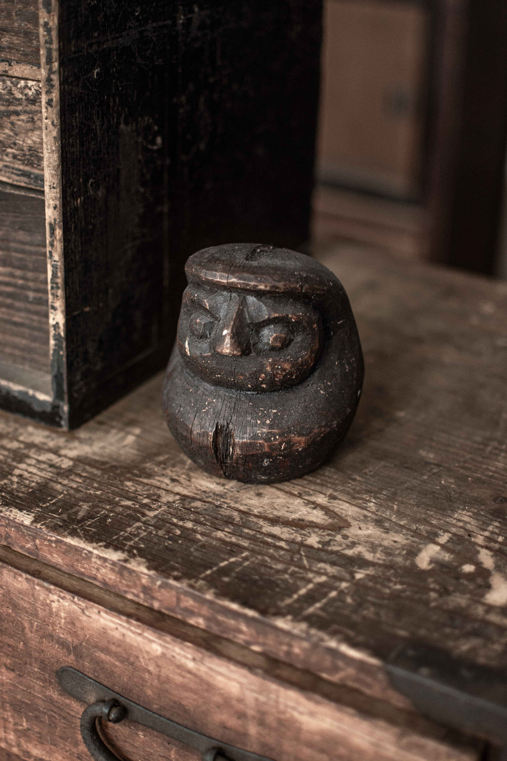 Antique Japanese Wooden Daruma Mould