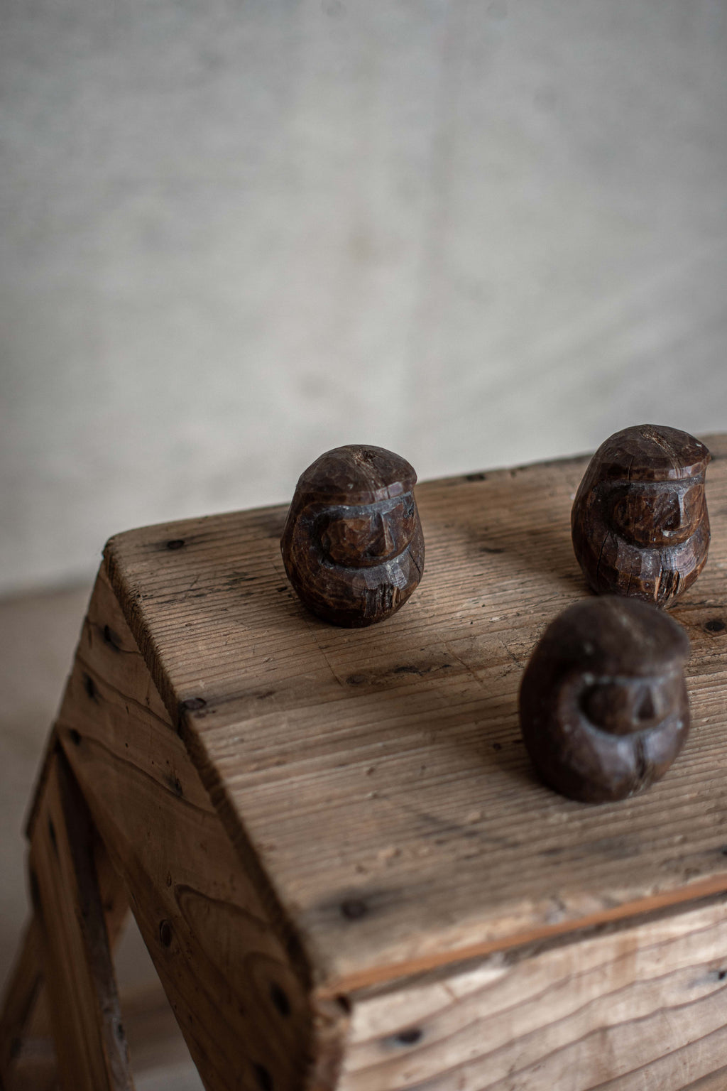 3x Japanese Wooden Daruma Moulds - Set of Three