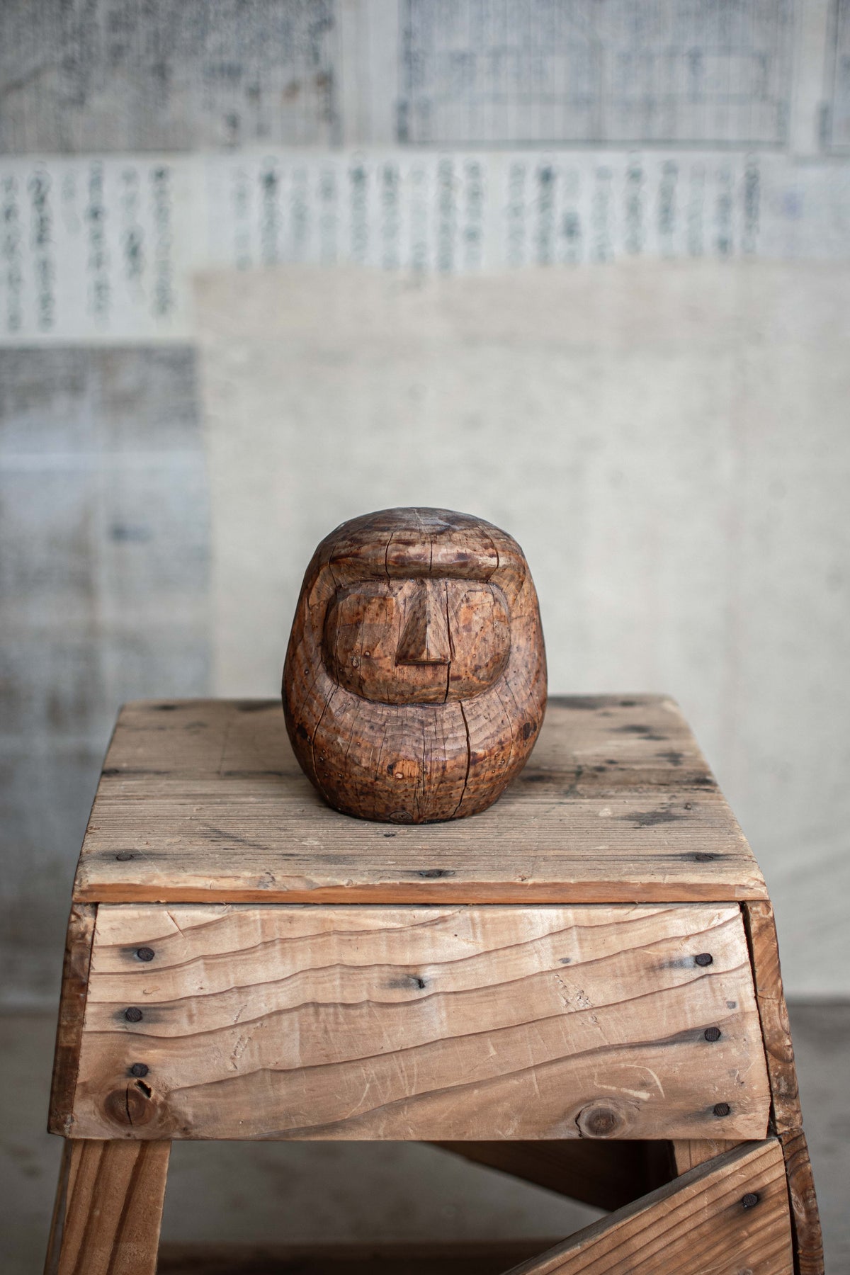 Vintage Japanese Wooden Daruma Mould