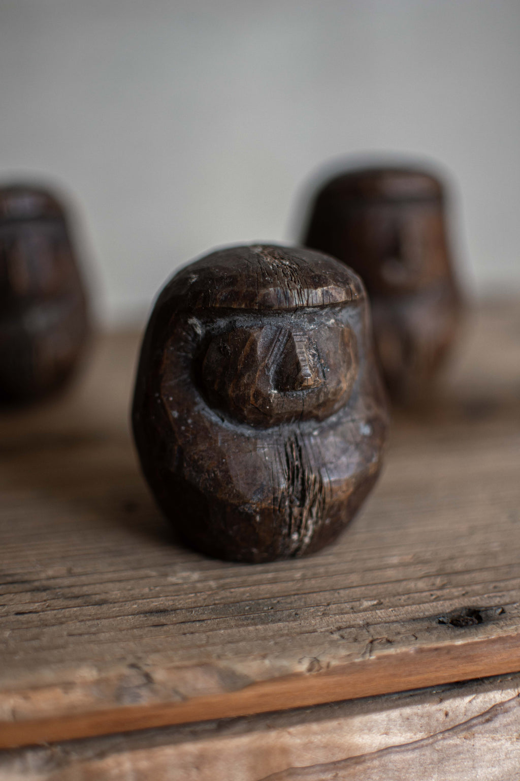 3x Japanese Wooden Daruma Moulds - Set of Three