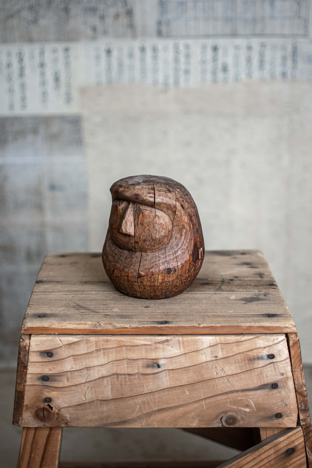 Vintage Japanese Wooden Daruma Mould