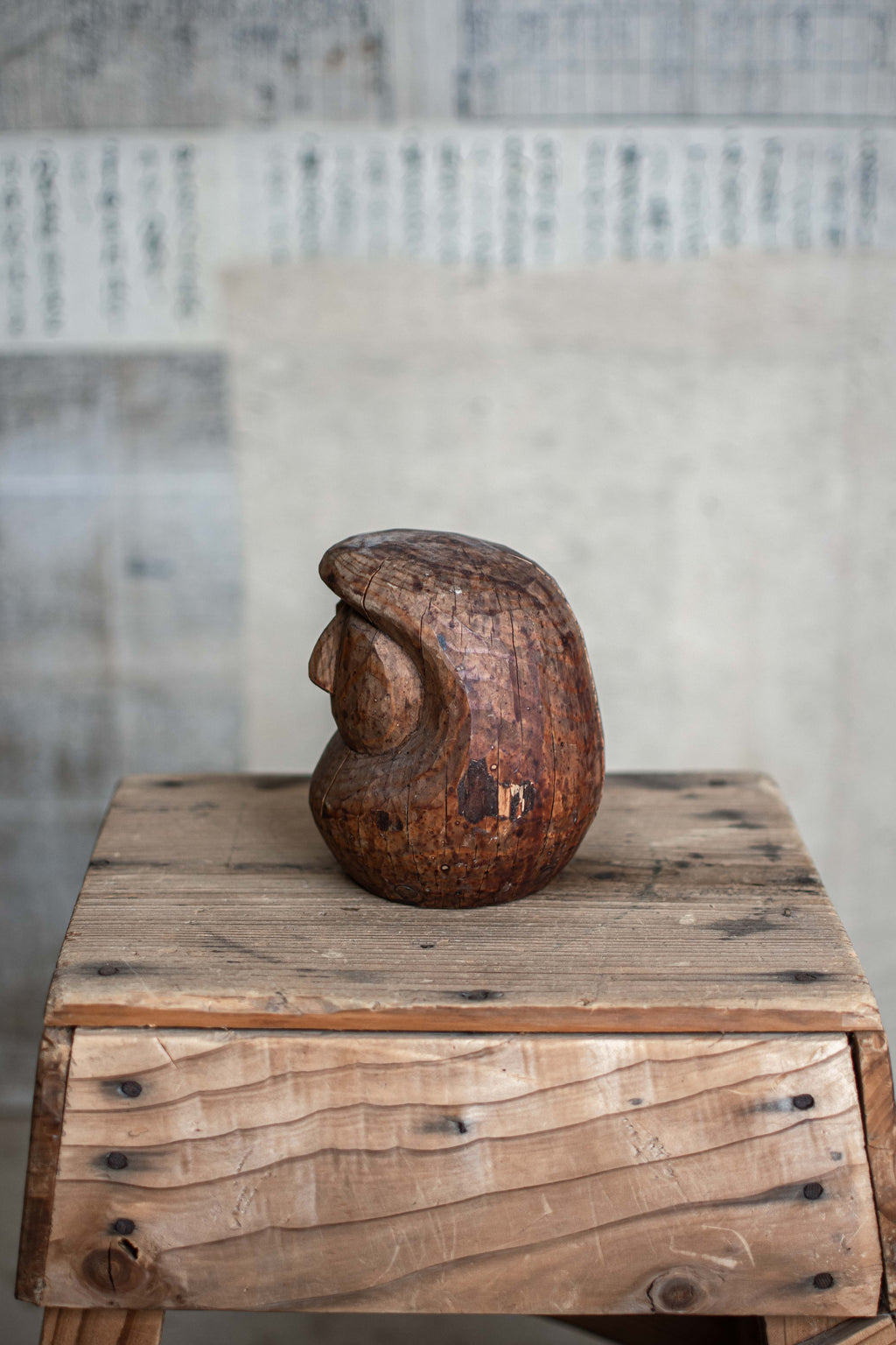 Vintage Japanese Wooden Daruma Mould