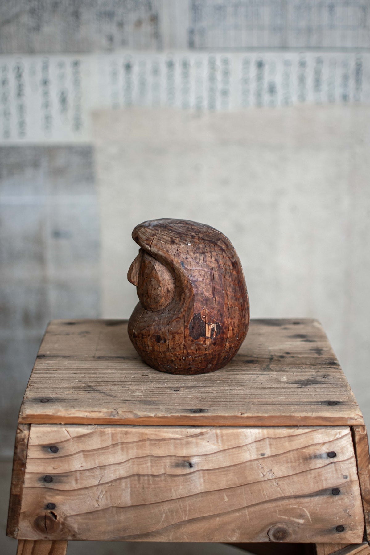Vintage Japanese Wooden Daruma Mould