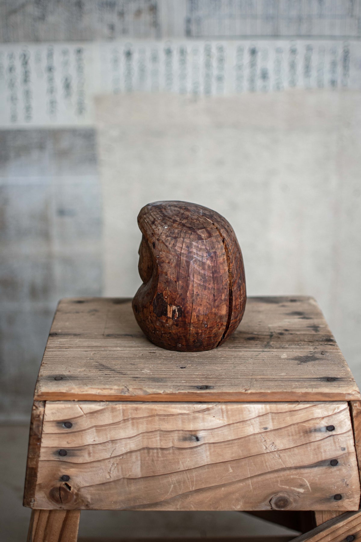 Vintage Japanese Wooden Daruma Mould