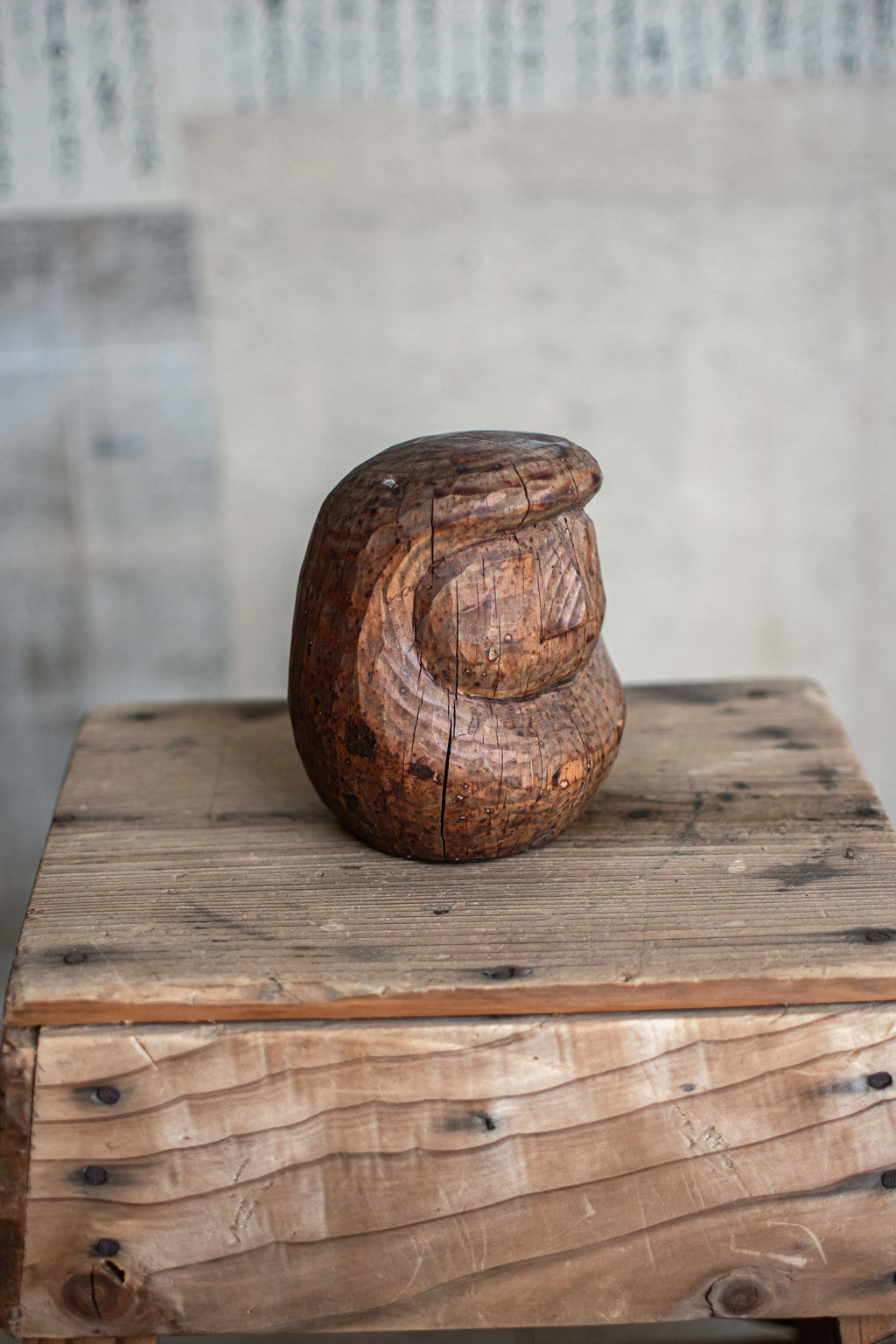 Vintage Japanese Wooden Daruma Mould