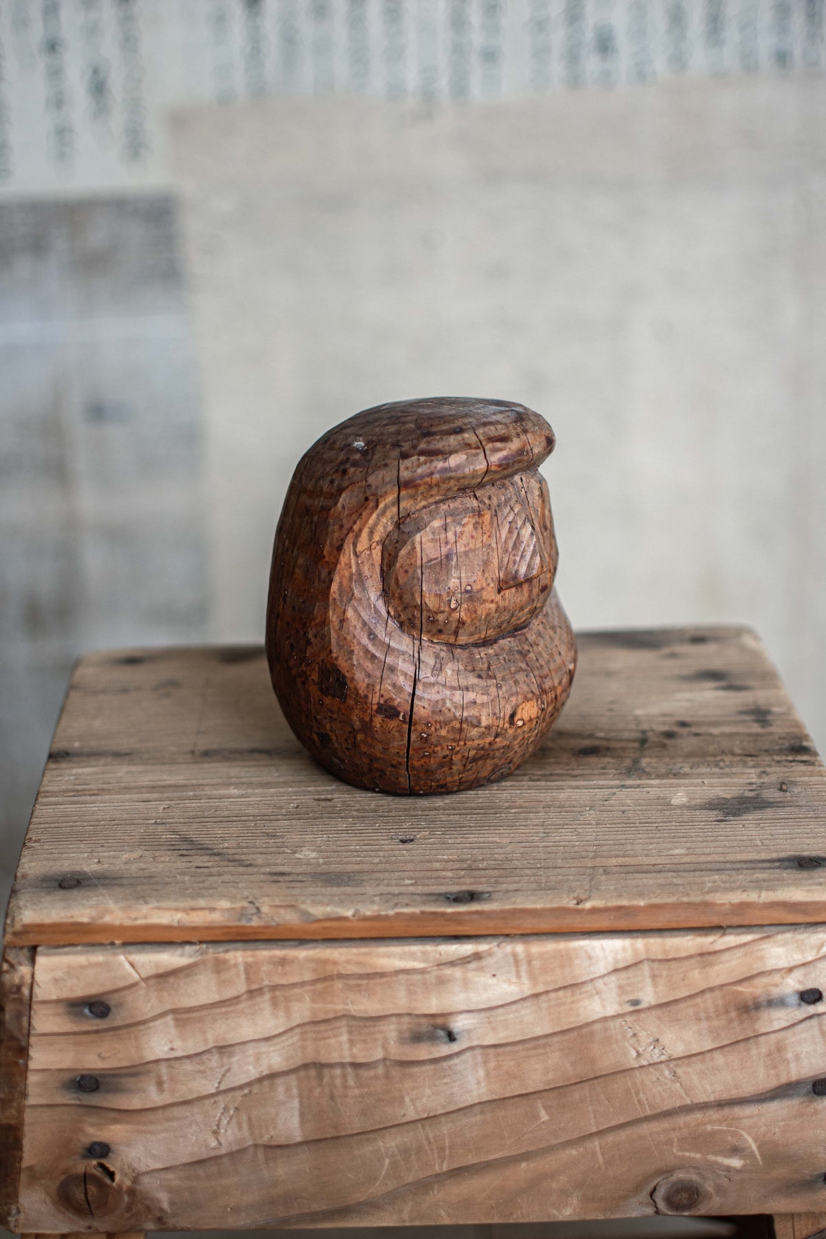 Vintage Japanese Wooden Daruma Mould