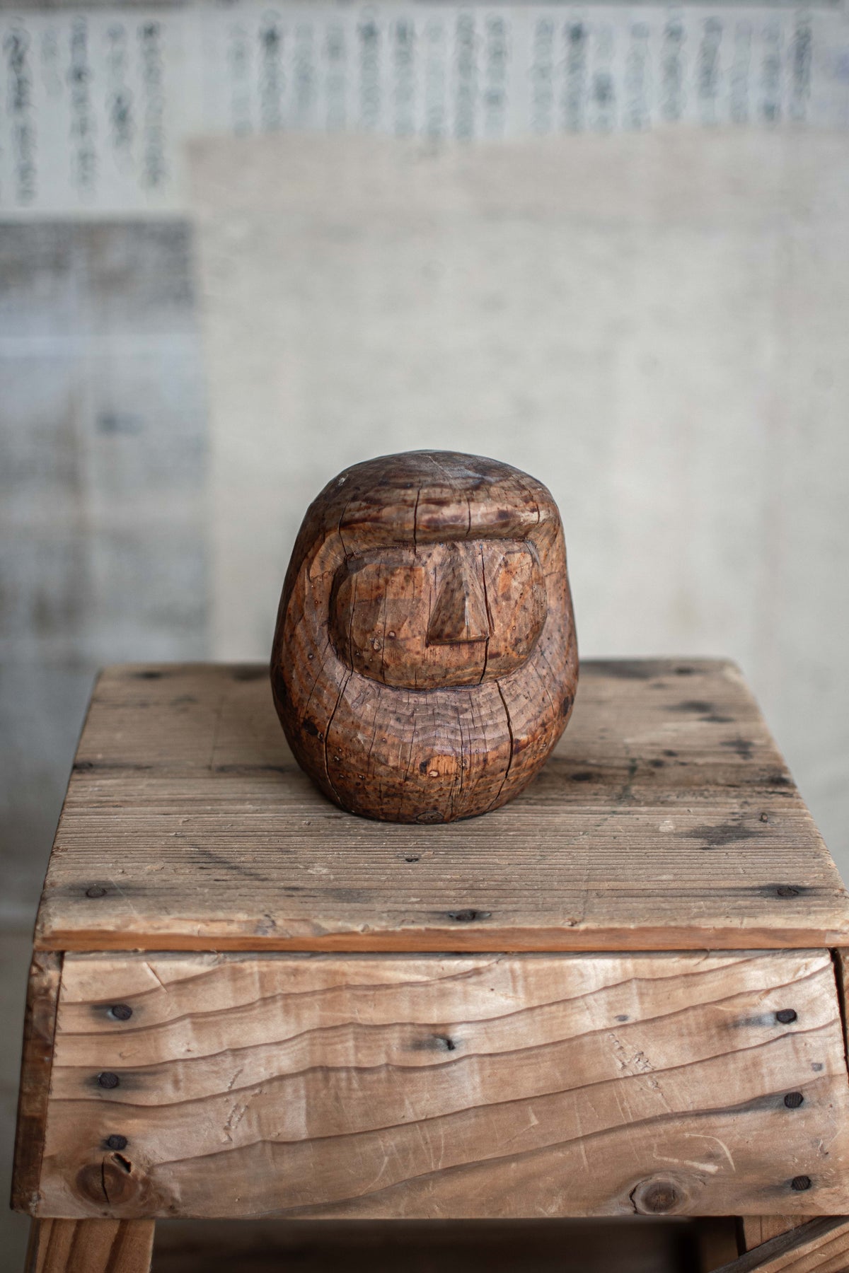 Vintage Japanese Wooden Daruma Mould