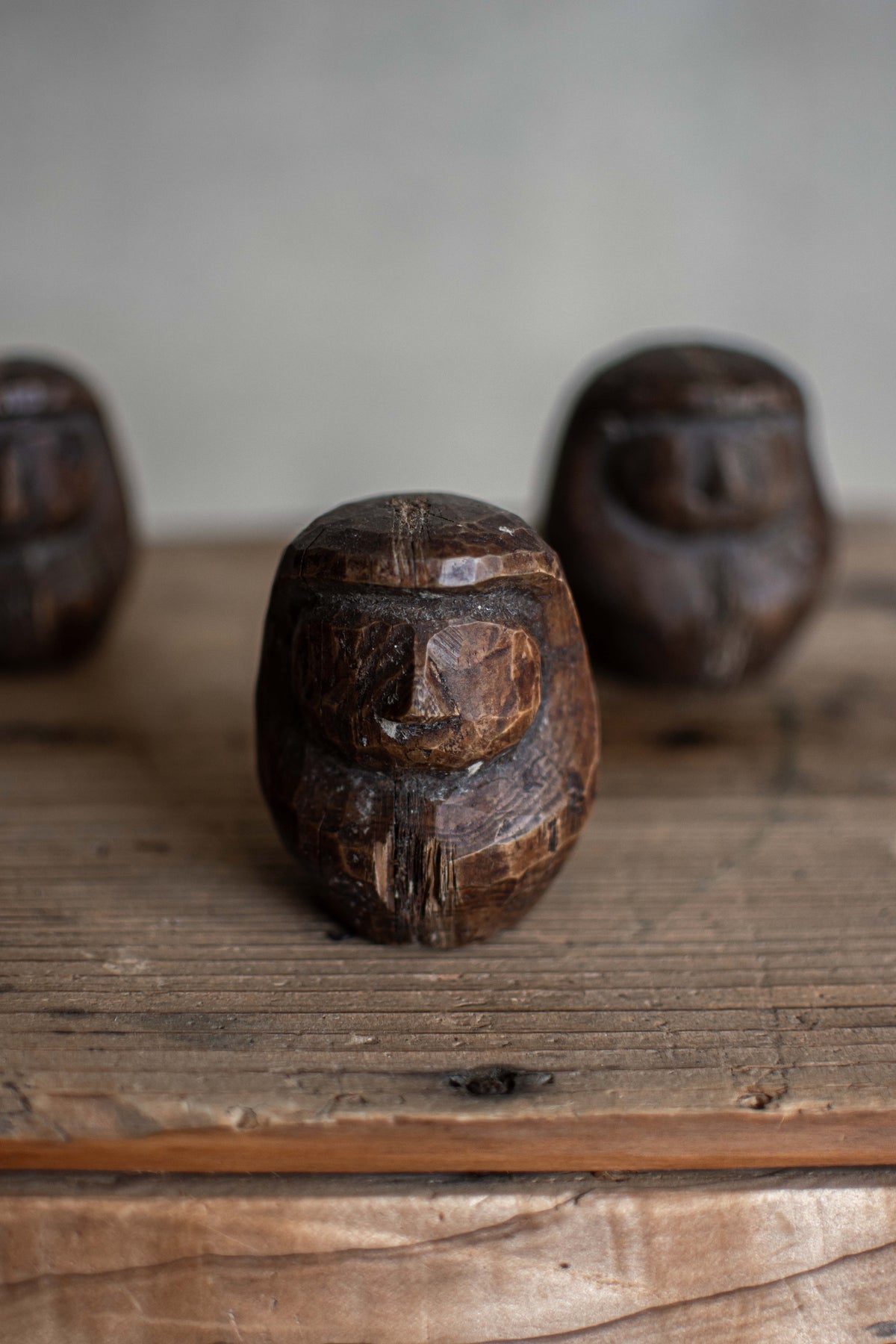 3x Japanese Wooden Daruma Moulds - Set of Three