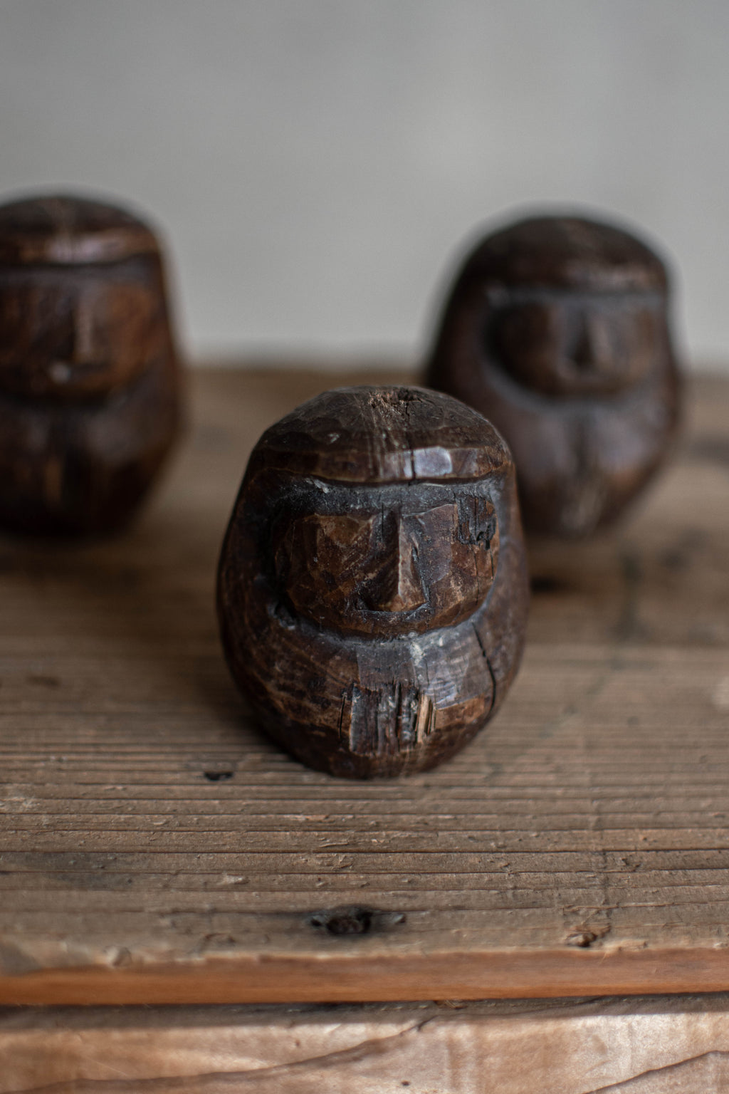 3x Japanese Wooden Daruma Moulds - Set of Three
