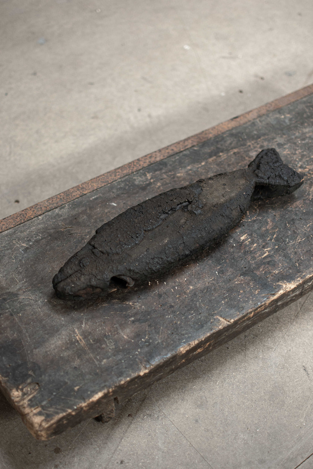 SPECIAL! Antique 19C Japanese Charred Wooden Fish - Edo Period