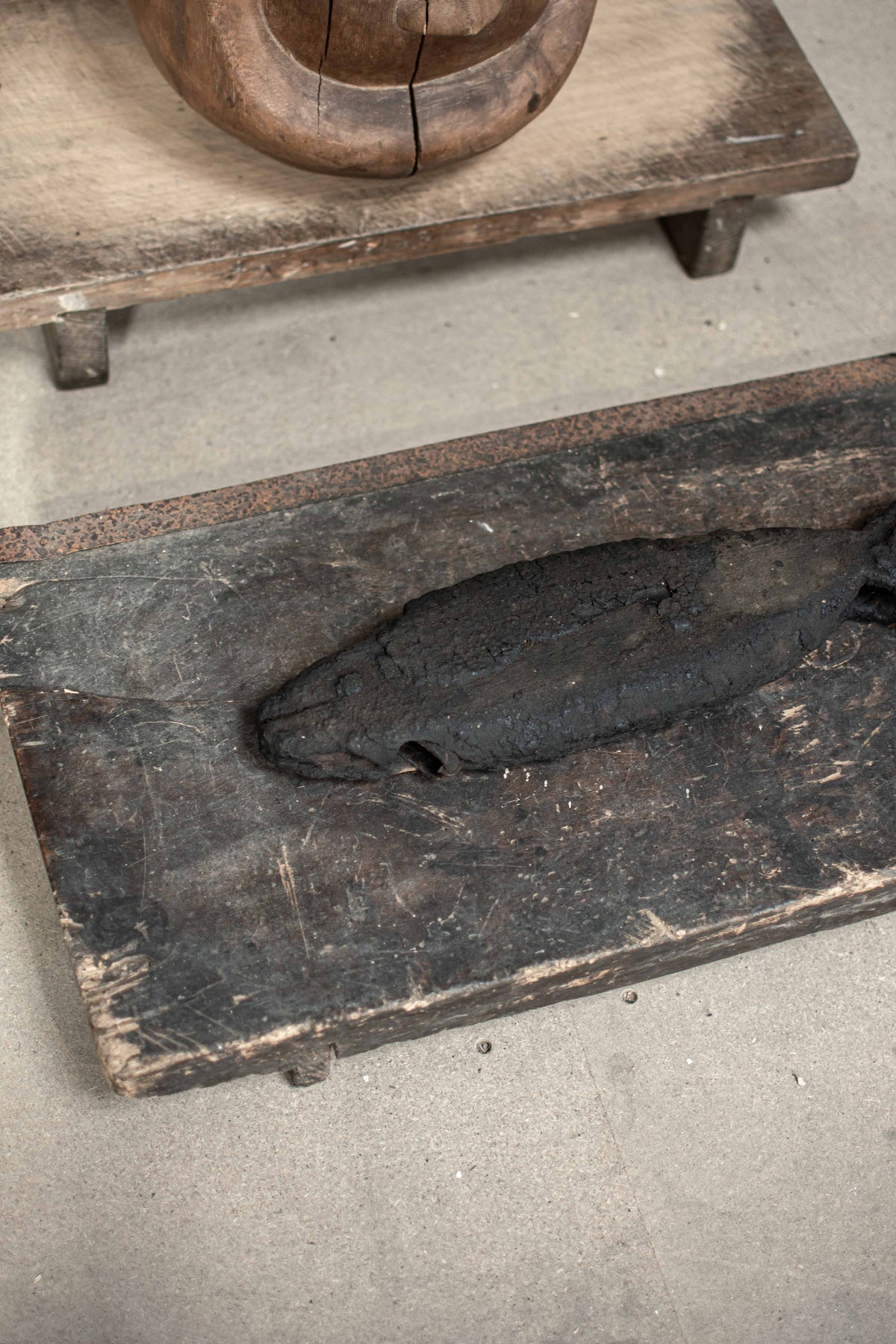 SPECIAL! Antique 19C Japanese Charred Wooden Fish - Edo Period