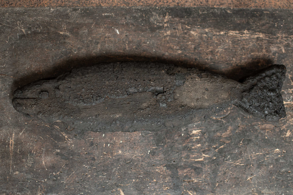 SPECIAL! Antique 19C Japanese Charred Wooden Fish - Edo Period