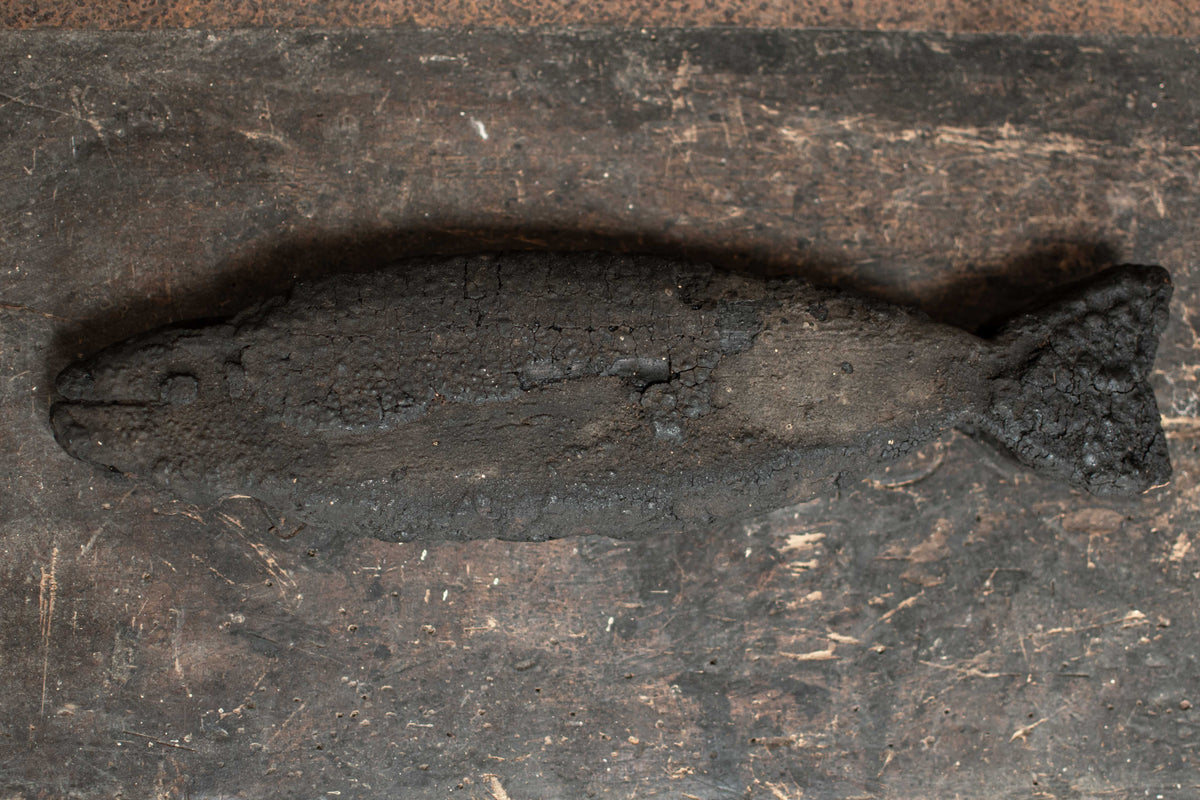 SPECIAL! Antique 19C Japanese Charred Wooden Fish - Edo Period