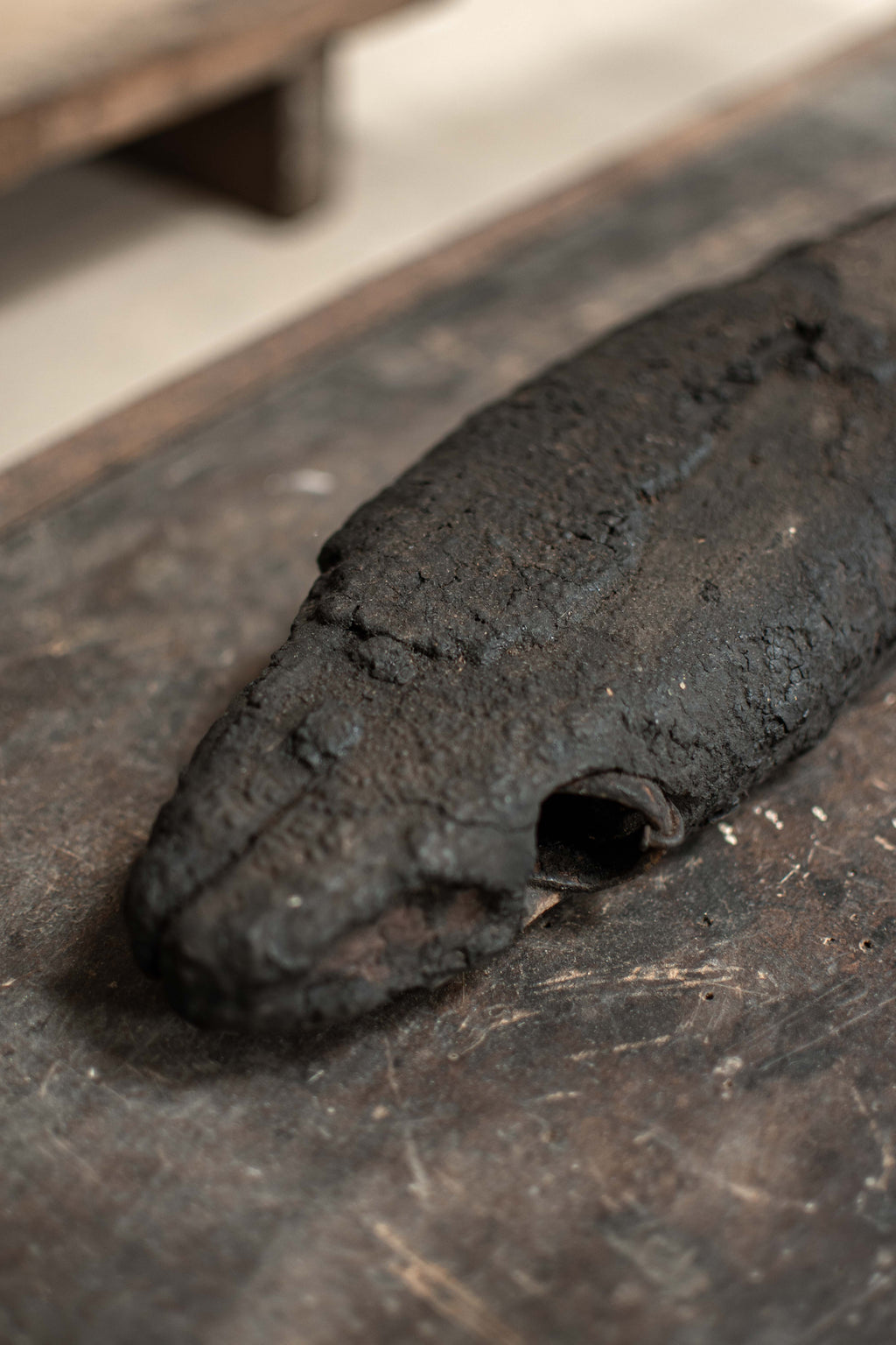 SPECIAL! Antique 19C Japanese Charred Wooden Fish - Edo Period