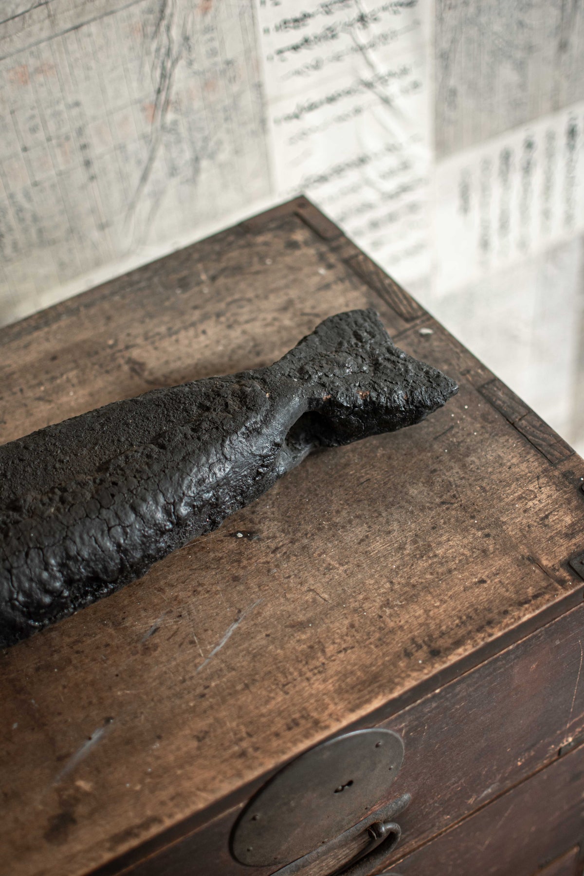 SPECIAL! Antique 19C Japanese Charred Wooden Fish - Edo Period