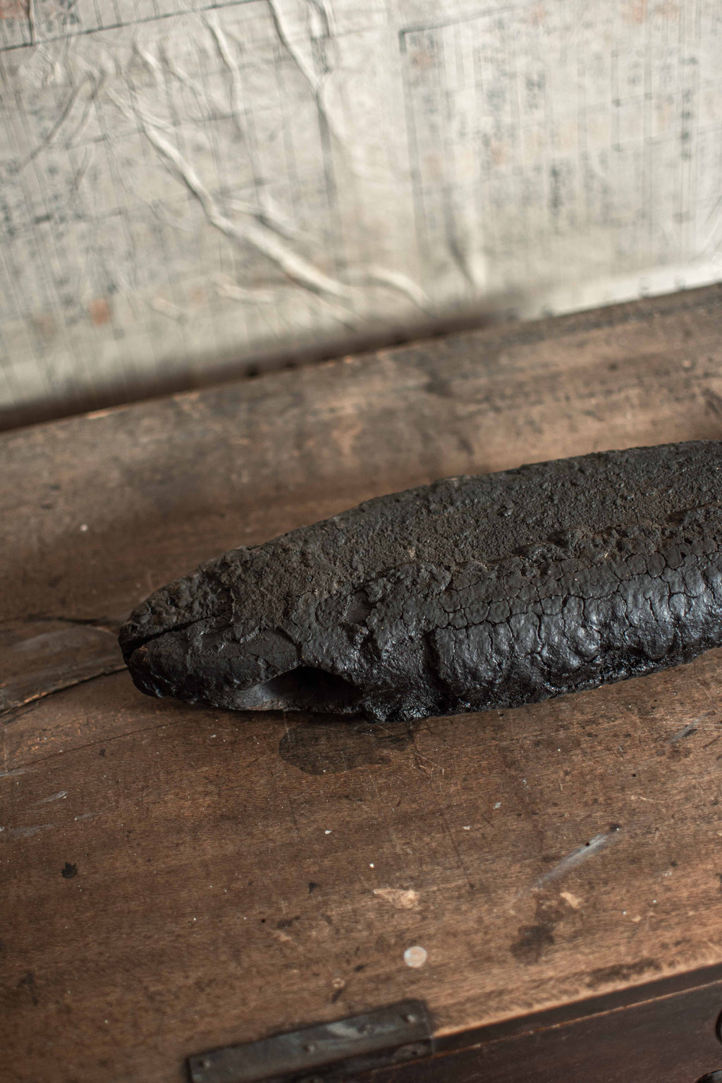 SPECIAL! Antique 19C Japanese Charred Wooden Fish - Edo Period
