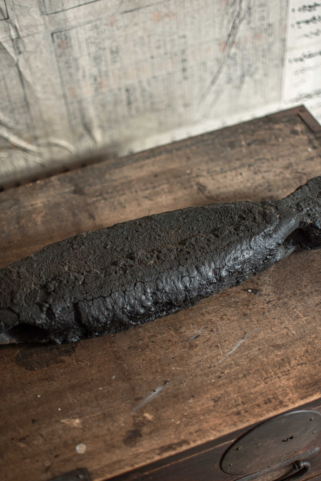 SPECIAL! Antique 19C Japanese Charred Wooden Fish - Edo Period