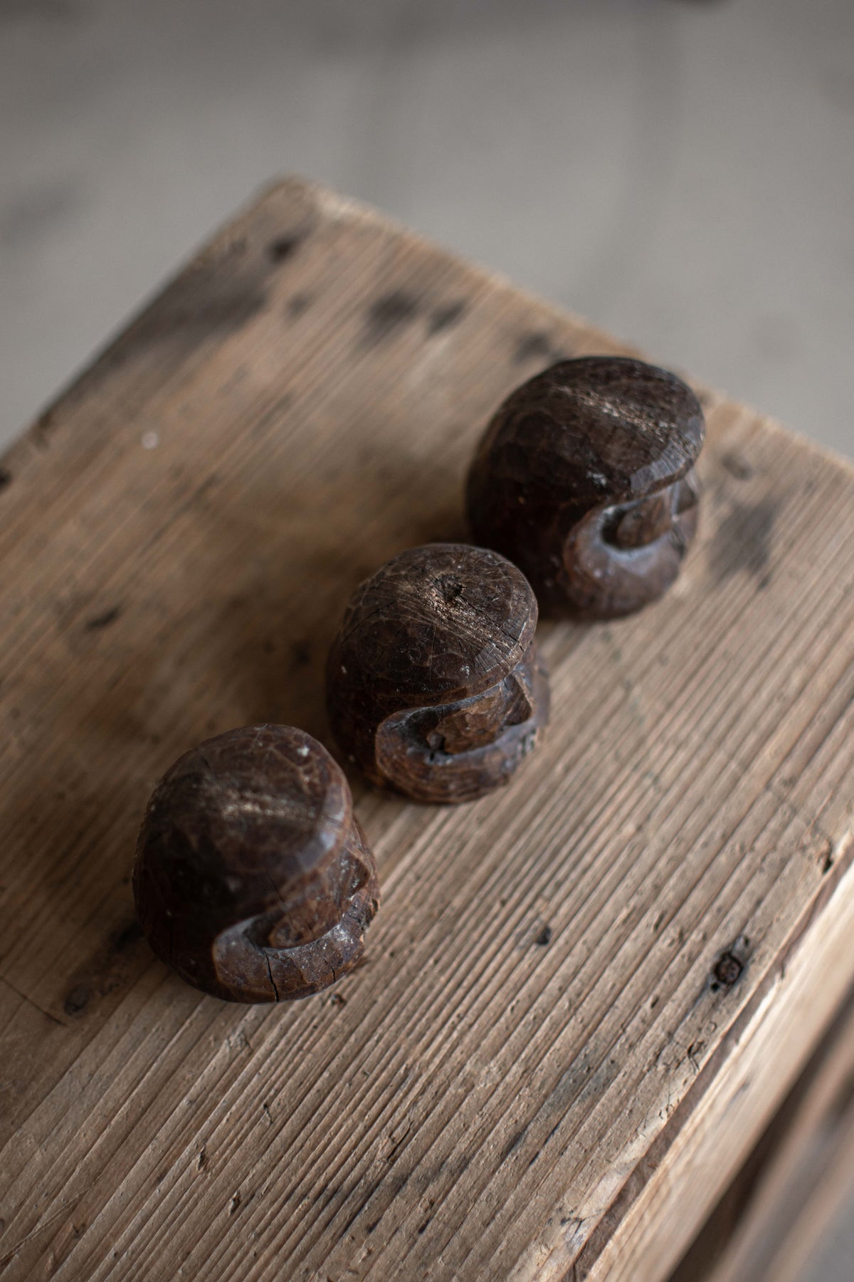 3x Japanese Wooden Daruma Moulds - Set of Three