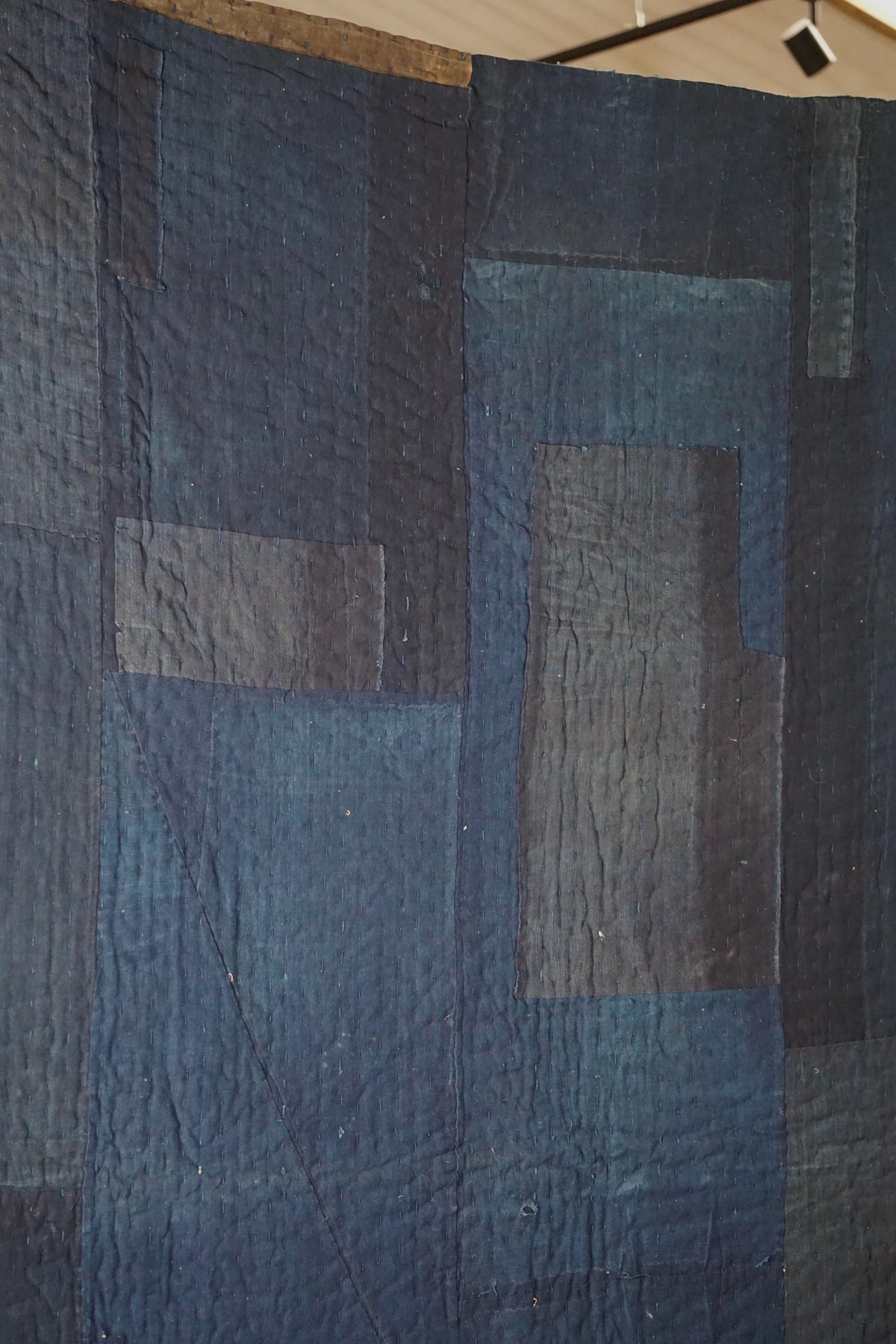 Solid Indigo Antique Thick Japanese Boro Textile, Early 20C