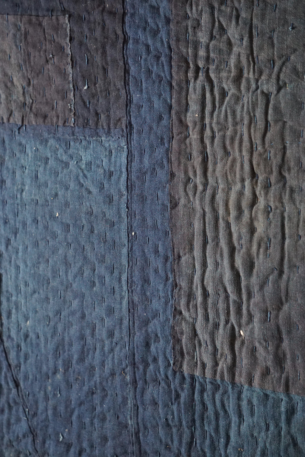 Solid Indigo Antique Thick Japanese Boro Textile, Early 20C