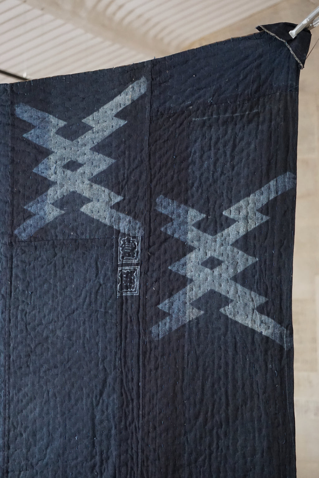Solid Indigo Antique Thick Japanese Boro Textile, Early 20C